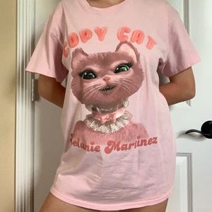 DISCONTINUED Hot Topic Pink Melanie Martinez Copy Cat Oversized Graphic Tee